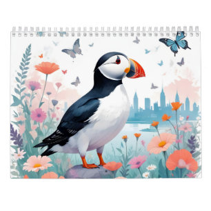 Puffin Vintage Tierart Dekoration Art Kalender