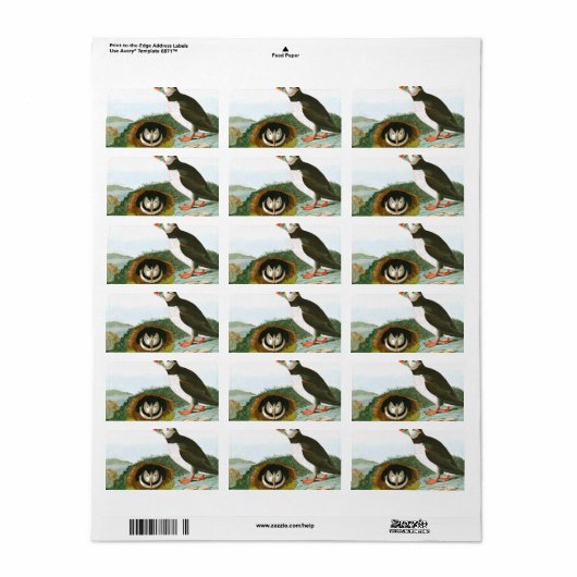 Puffin von John James Audubon Adressaufkleber (Vorne)