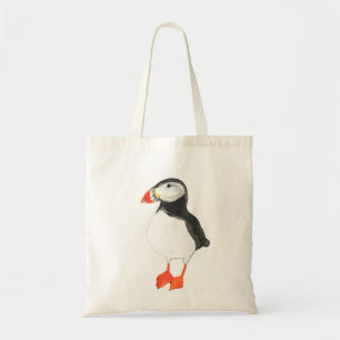 Puffin Watercolor Atlantik Niedlicher Küstenvogel Tragetasche