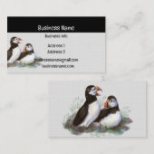 Puffin Watercolor BirdNature Visitenkarte (Vorne/Hinten)