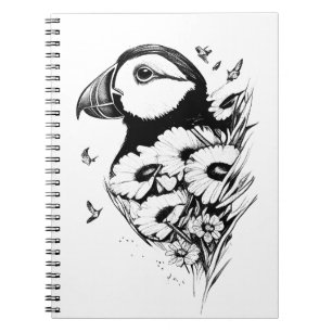 Puffin Wilde Tiere Naturschönheit Kunst, Dichtung Notizblock