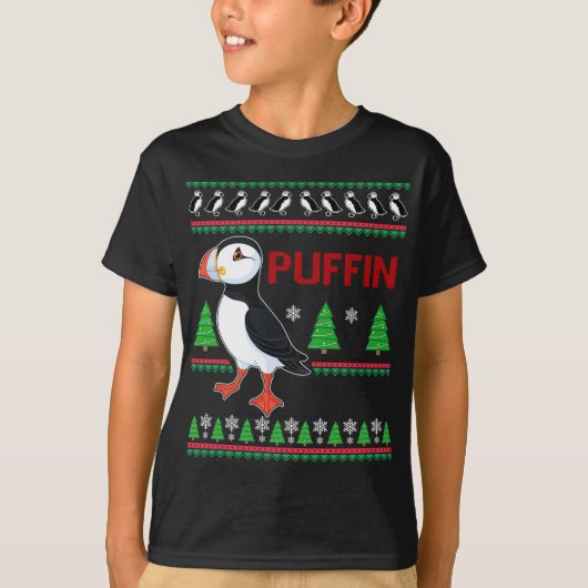 Puffin Xmas Ugly Sweater Puffins Lover Niedlich T-Shirt (Vorderseite)