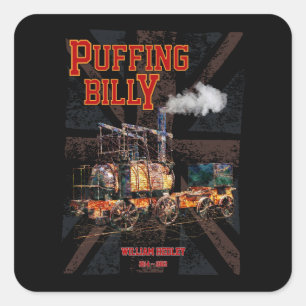 Puffing Billy Dampfzug Englische Lokomotive Quadratischer Aufkleber