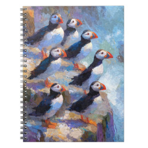 Puffins Ansammlung Küstenstrasse Malerei Art Notizblock