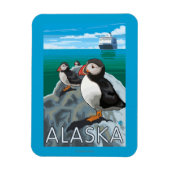Puffins beim Beobachten eines Kreuzfahrtschiffs Magnet (Vertikal)