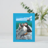Puffins beim Beobachten eines Kreuzfahrtschiffs Postkarte (Stehend Vorderseite)