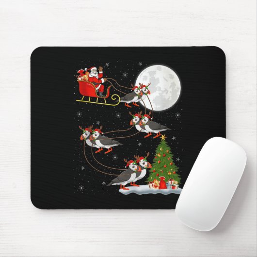 Puffins Bird Santa Sleigh Flying Funny Magical Chr Mousepad (Mit Mouse)