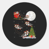 Puffins Bird Santa Sleigh Flying Funny Magical Chr Runder Aufkleber (Vorderseite)