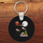 Puffins Bird Santa Sleigh Flying Funny Magical Chr Schlüsselanhänger (Vorderseite)
