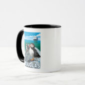 Puffins & Cruise Ship - Douglas, Alaska Tasse (Vorderseite Links)