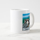 Puffins & Cruise Ship - Sitka, Alaska Jumbo-Tasse (Vorderseite Rechts)