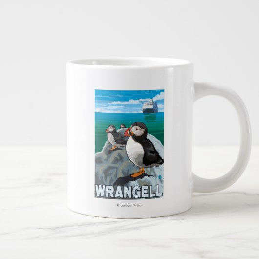 Puffins & Cruise Ship - Wrangell, Alaska Jumbo-Tasse (Rechts)