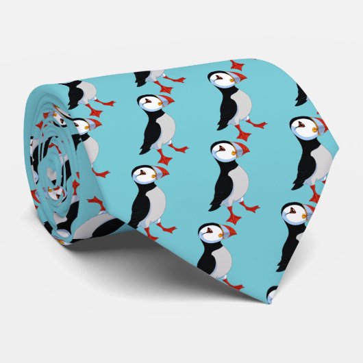 Puffins Design Necktie Krawatte (Gerollt)