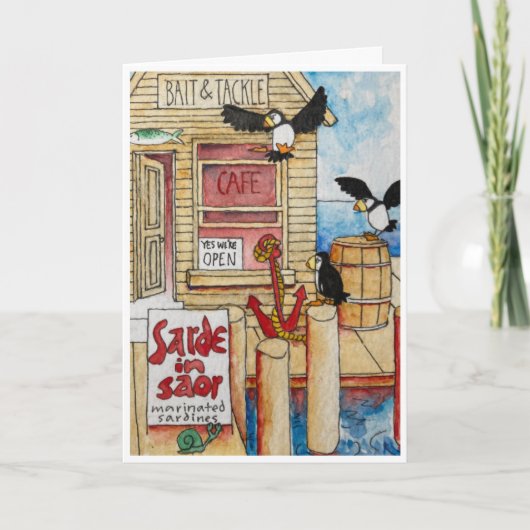 Puffins Fine Dining gefaltete Notizkarte (Vorderseite)