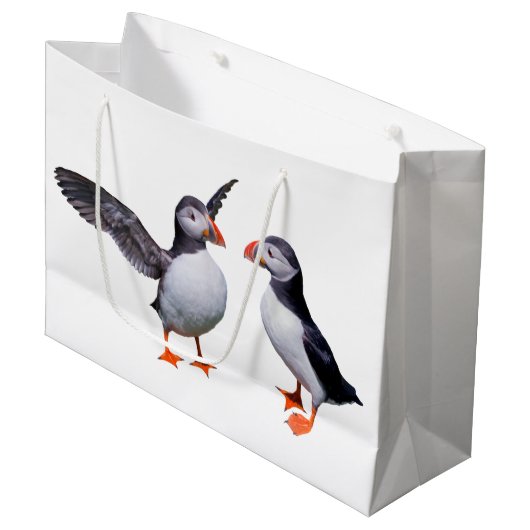 Puffins Geschenktasche Große Geschenktüte (Vorderseite Schrägansicht)