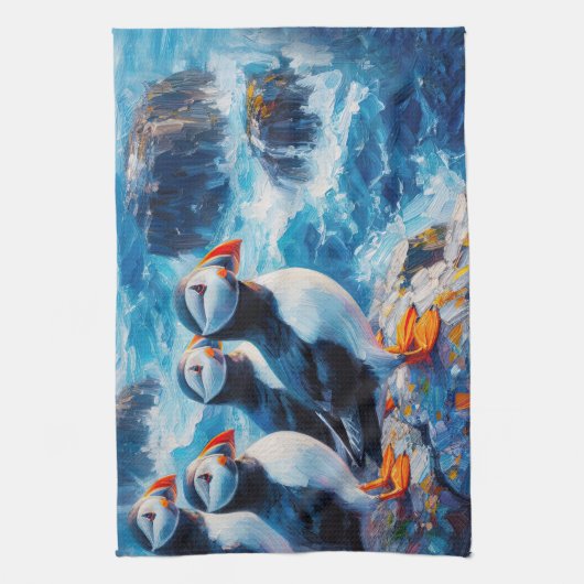 Puffins Geschirrtuch (Vertikal)