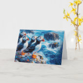Puffins Karte (Gelbe Blume)