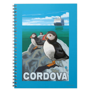 Puffins & Kreuzfahrtschiff - Cordoba, Alaska Notizblock