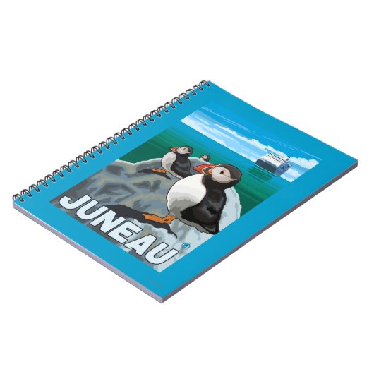 Puffins & Kreuzfahrtschiff - Juneau, Alaska Notizblock (Linke Seite)