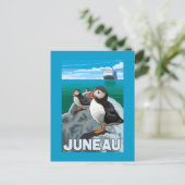 Puffins & Kreuzfahrtschiff - Juneau, Alaska Postkarte (Stehend Vorderseite)