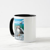 Puffins & Kreuzfahrtschiff - Juneau, Alaska Tasse (Vorderseite Links)