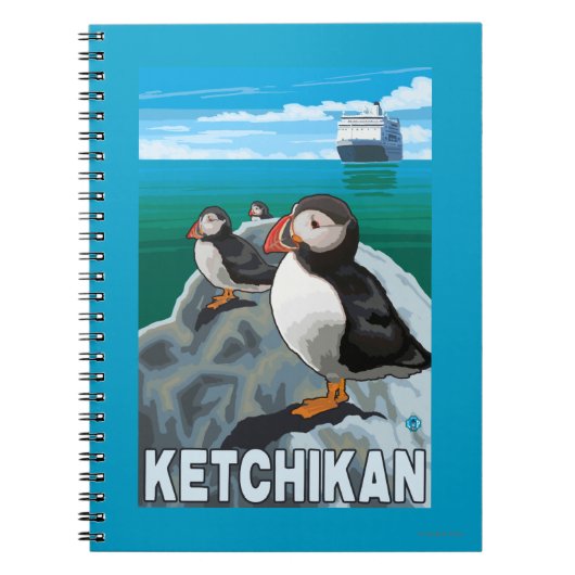 Puffins & Kreuzfahrtschiff - Ketchikan, Alaska Notizblock (Vorderseite)