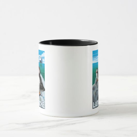 Puffins & Kreuzfahrtschiff - Latouche, Alaska Tasse (Zentrum)