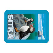 Puffins & Kreuzfahrtschiff - Sitka, Alaska Magnet (Horizontal)