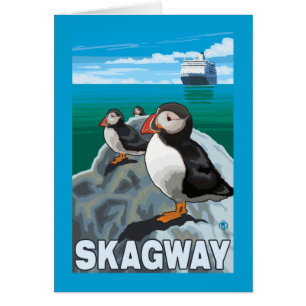 Puffins & Kreuzfahrtschiff - Skagway, Alaska