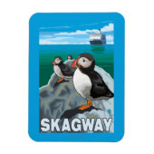 Puffins & Kreuzfahrtschiff - Skagway, Alaska Magnet (Vertikal)
