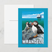 Puffins & Kreuzfahrtschiff - Wrangell, Alaska Postkarte (Vorne/Hinten)