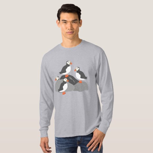 Puffins Long Sleeve Mens Tshirt (Vorne ganz)