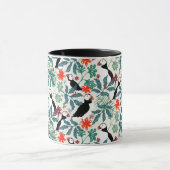 Puffins Muster Warm Beige Tasse (Zentrum)