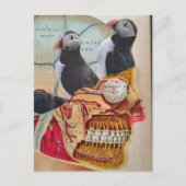 Puffins on my Brain Surreal mixed media collage  Postkarte (Vorderseite)