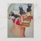 Puffins on the Brain Surreal mixed media collage  Postkarte (Vorderseite)