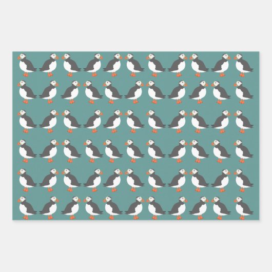 Puffins-Papierblätter Geschenkpapier Set (Vorderseite)