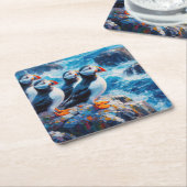 Puffins Rechteckiger Pappuntersetzer (angewinkelt)