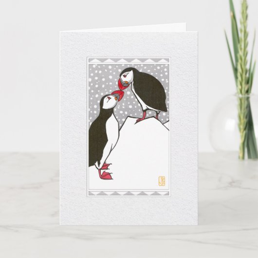 Puffins Saisonale Faltkarte Karte (Vorderseite)