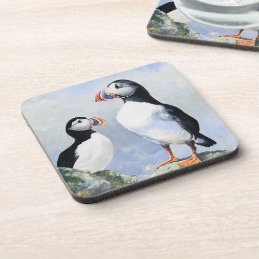 Puffins-Set von 6 Untersetzer (Linke Seite)