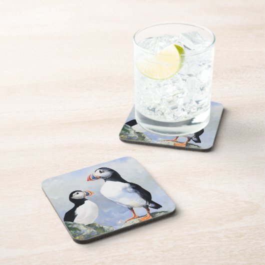 Puffins-Set von 6 Untersetzer (Rechte Seite)