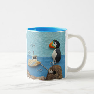 Puffins - Strand-Kunst-Collagen-Tasse Zweifarbige Tasse