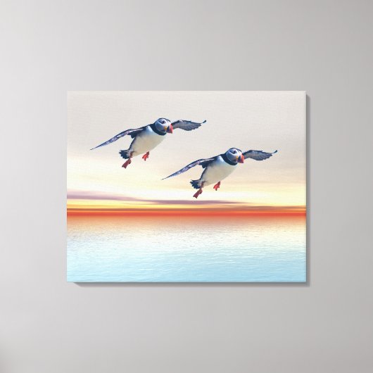 Puffins Stretched Canvas Print Leinwanddruck (Vorderseite)