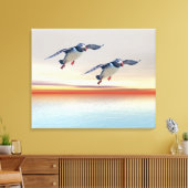 Puffins Stretched Canvas Print Leinwanddruck (Insitu (Wohnzimmer))