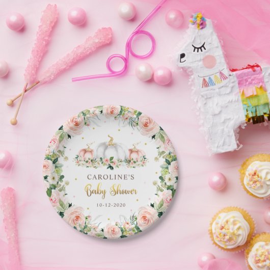 Puffkinderdusche Rosa und Gold Pappteller (Party)