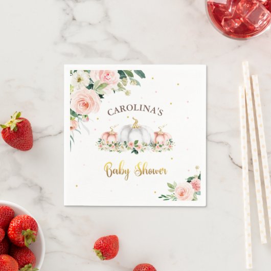 Puffkinderdusche Rosa und Gold Serviette (Beispiel)