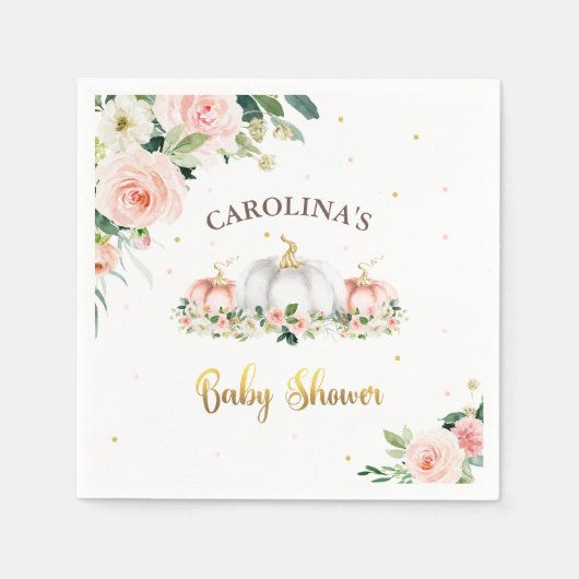 Puffkinderdusche Rosa und Gold Serviette (Vorderseite)