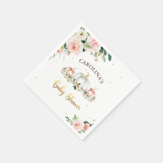 Puffkinderdusche Rosa und Gold Serviette (Ecke)