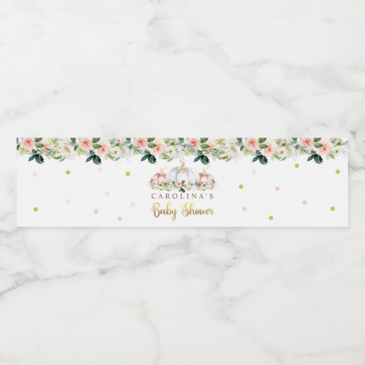Puffkinderdusche Rosa und Gold Wasserflaschenetikett (Einzelnes Label)