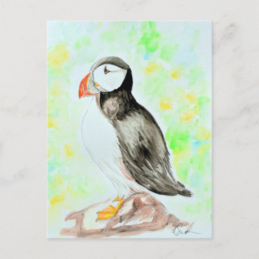 Pufftinte und Aquarellmalerei Postkarte (Vorderseite)