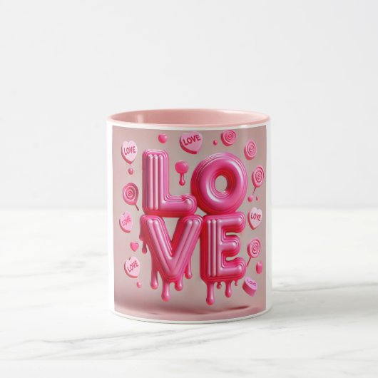 Puffy Bubblegum Dripping Liebe Tasse (Zentrum)